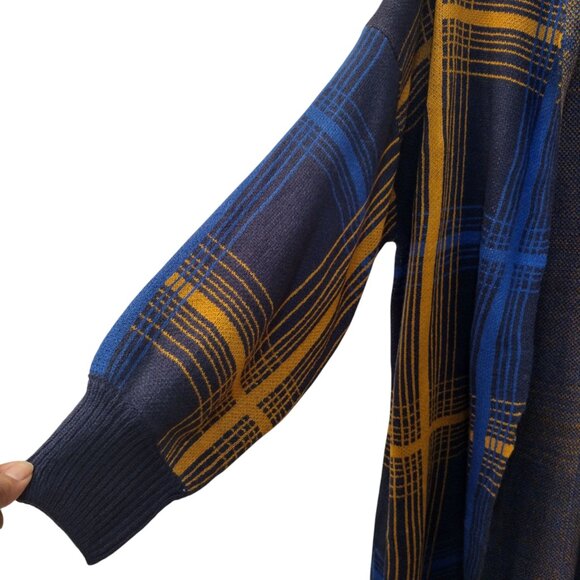 Cato: Long Sleeve Cardigan, Size 22/24W, Navy Blue/Mustard Yellow - Picture 3 of 6